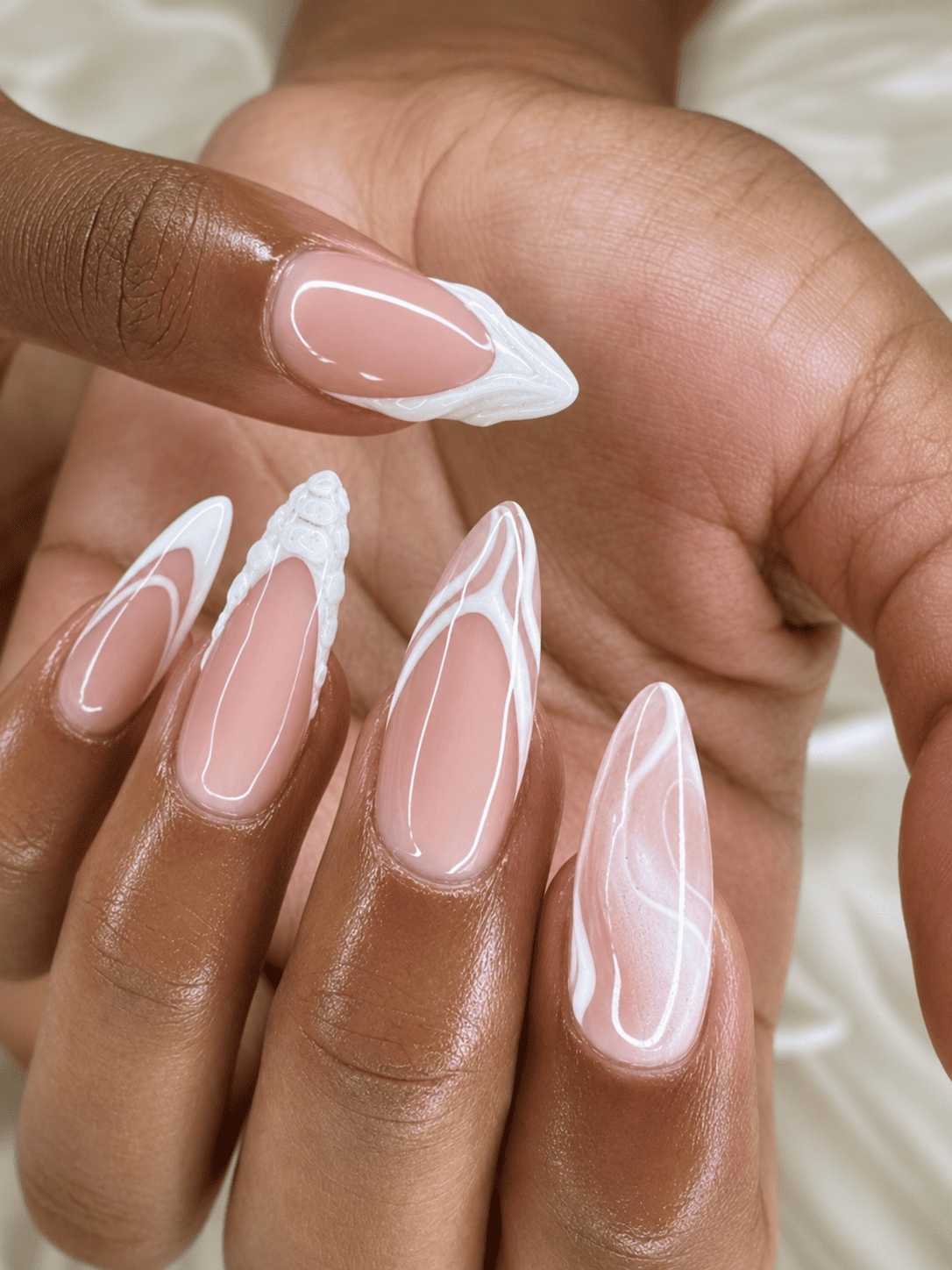 Marble swirl nail art at Blush & Bloom Nails & Beauty